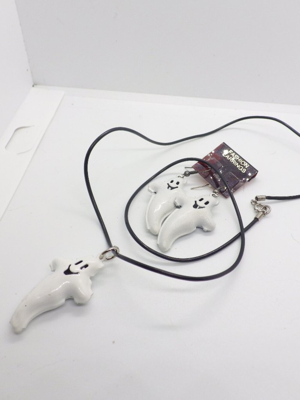 Halloween Puffy Ghost Bells Necklace and Earrings 814G2